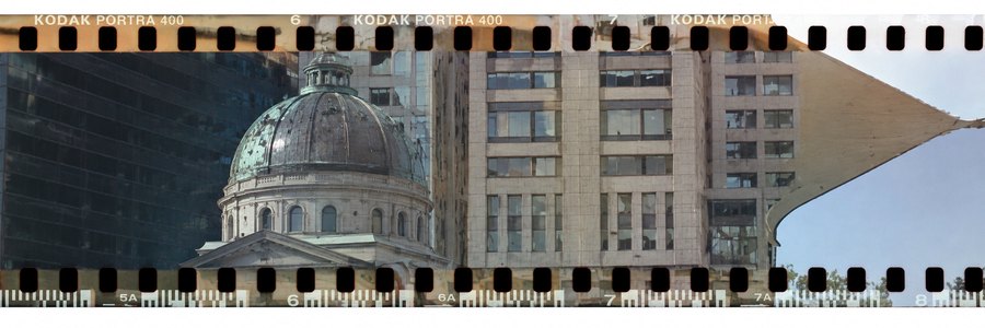 Notes:
Panoramic architectural juxtaposition.